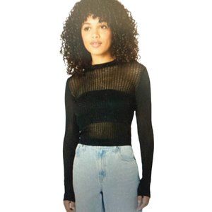 Free People H2O Crew Pullover Black Size Medium or Large